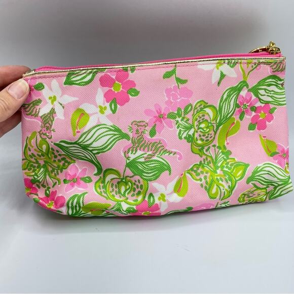 Lilly Pulitzer X Estée Lauder Makeup Pouch Pink Floral Clutch Mini Bag Womens - Picture 2 of 6